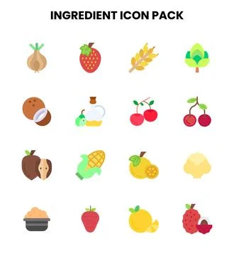 Ingredient Flat Bundle Icons Pack 库存插图