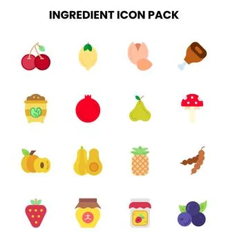 Ingredient Flat Design Icons Pack Stock Illustration