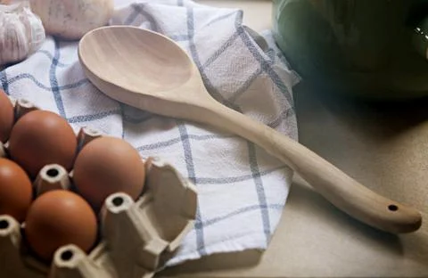 Ingredient in the kitchen with sunlight from the window. Stock Photos