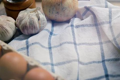 Ingredient in the kitchen with sunlight from the window. Stock Photos