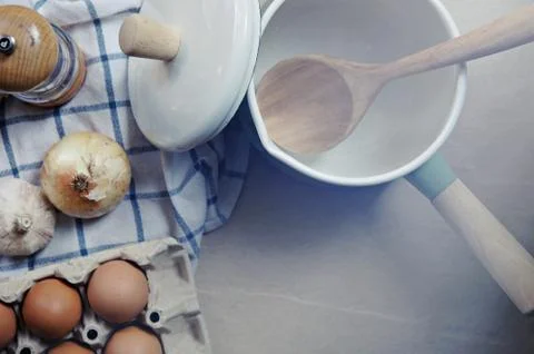Ingredient in the kitchen with sunlight from the window. Stock Photos