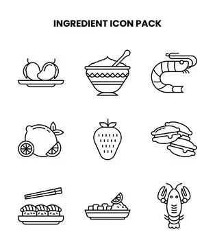 Ingredient Line Icons Pack Illustrazione stock