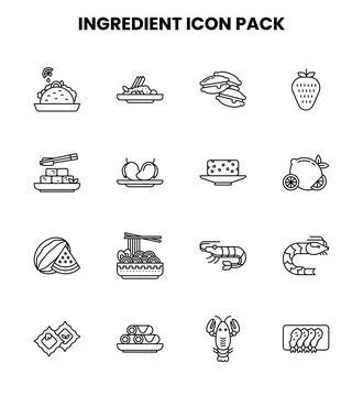 Ingredient Line Vector Icons Pack Stock Illustration