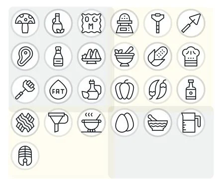 Ingredient Modern Vector Collection with 25 Regular Line 128x128 Pixel Opti.. 스톡 일러스트