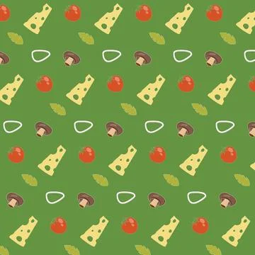 Ingredient? of pizzas pattern for box wrapping Stock Illustration