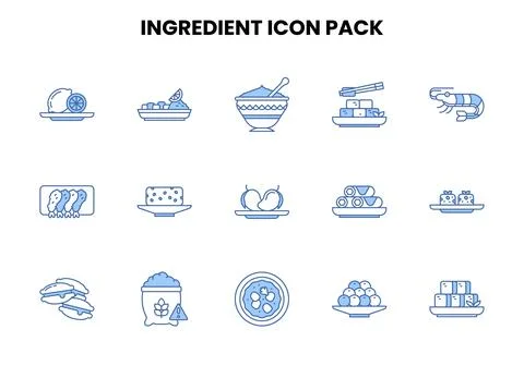 Ingredient Two Color Blue Design Icons Pack 库存插图
