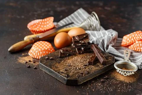 Ingredients and Tools for Chocolate Baking Stock Photos