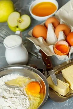 Ingredients for apple pie Stock Photos