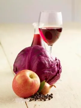 Ingredients for apple red cabbage Stock Photos