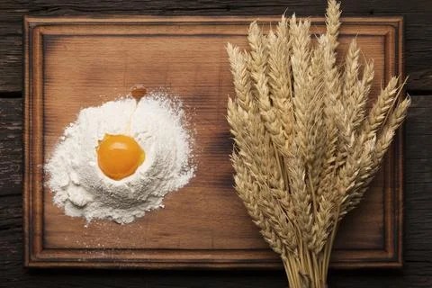 Ingredients for baking bread and bread ears Fotos de archivo