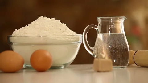 Ingredients for baking bread Stock Footage 54429122