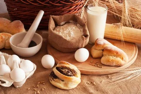 Ingredients for the baking of bread Stock Photos