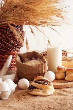 Ingredients for the baking of bread Foto stock