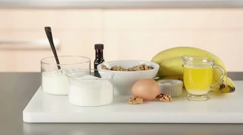 Ingredients for banana bread Stock Footage 24672405