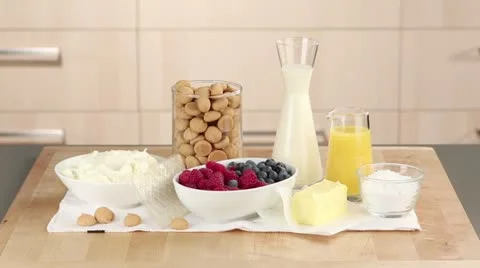 Ingredients for a berry fridge cake Stock Footage 24659543