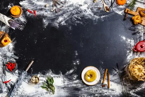 Ingredients on a black background Фото