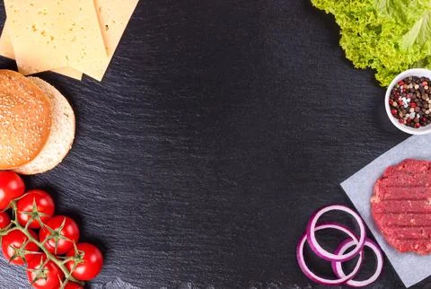 The ingredients for the burger Stock Photos