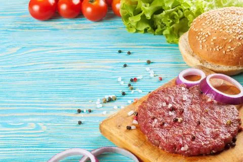 The ingredients for the burger Stock Photos