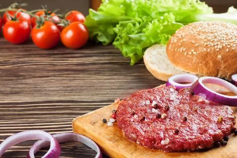 The ingredients for the burger Stock Photos