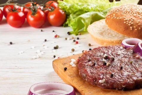 The ingredients for the burger Stock Photos