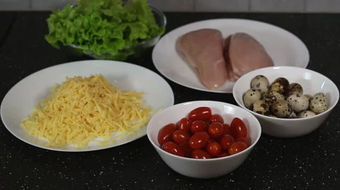 Ingredients for Caesar salad Video stock 56455193