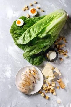 Ingredients for Caesar salad Stock Photos