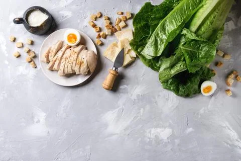 Ingredients for Caesar salad Stock Photos