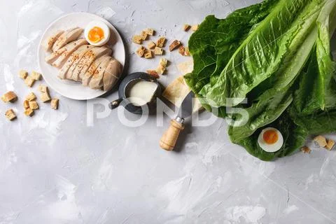 Ingredients for Caesar salad Stock Photos