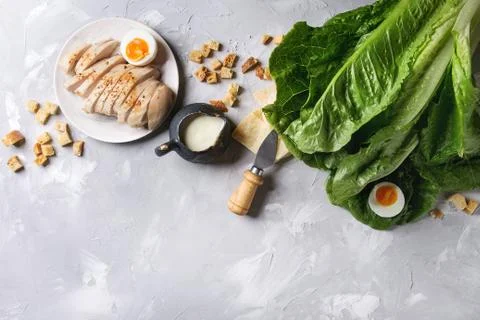Ingredients for Caesar salad Stock Photos