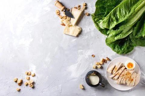 Ingredients for Caesar salad Stock Photos