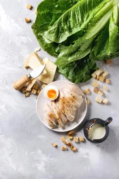 Ingredients for Caesar salad Stock Photos