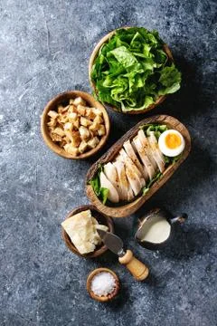 Ingredients for Caesar salad Stock Photos