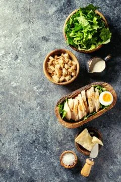 Ingredients for Caesar salad Stock Photos