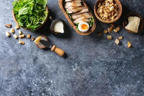 Ingredients for Caesar salad Stock Photos