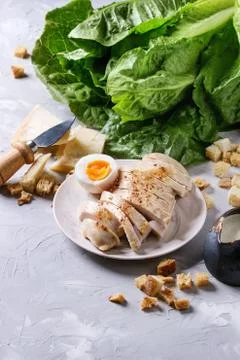 Ingredients for Caesar salad Stock Photos