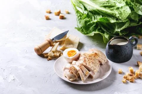 Ingredients for Caesar salad Foto stock