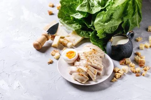 Ingredients for Caesar salad Stock Photos