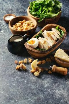 Ingredients for Caesar salad Foto stock