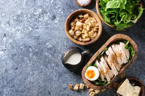 Ingredients for Caesar salad Stock Photos