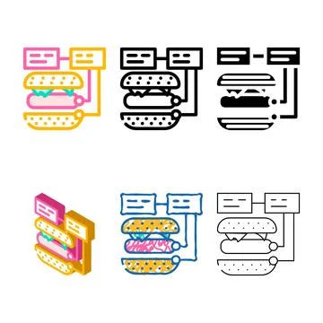 Ingredients for cooking color icon vector variety Stock Illustration