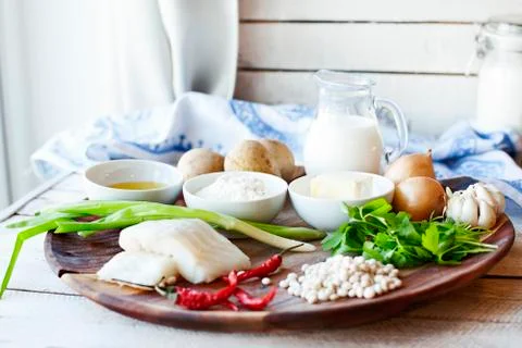 Ingredients for cooking cutlets with mashed Stock Photos