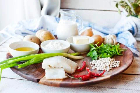 Ingredients for cooking cutlets with mashed Stock Photos