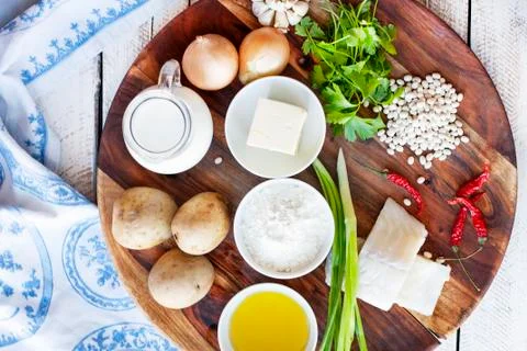 Ingredients for cooking cutlets with mashed Foto stock