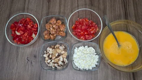 Ingredients For Cooking For Scrambled Eggs  Stock Footage 165542807