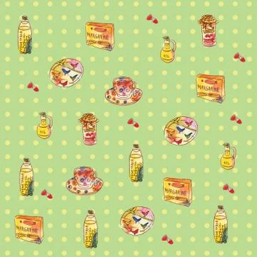 Ingredients for cooking, seamless pattern, vector illustration Illustrazione stock