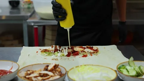 Ingredients for cooking shawarma. Stock Footage 309818406