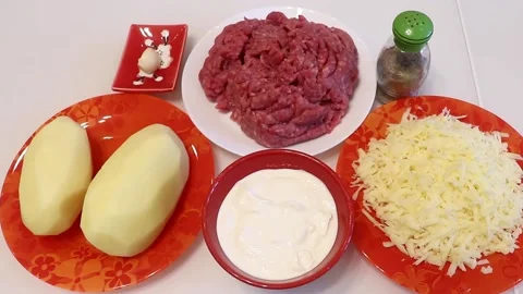 Ingredients for the dish on the table. Stock Footage 137203904