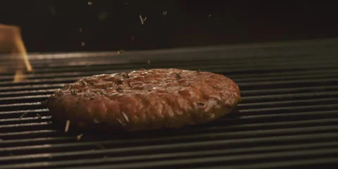 Ingredients falling on mutton piece Stock Footage 247386042