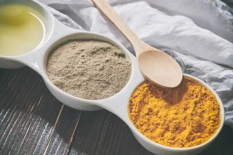 Ingredients for golden paste Stock Photos