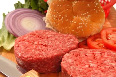 Ingredients for a hamburger Stock Photos